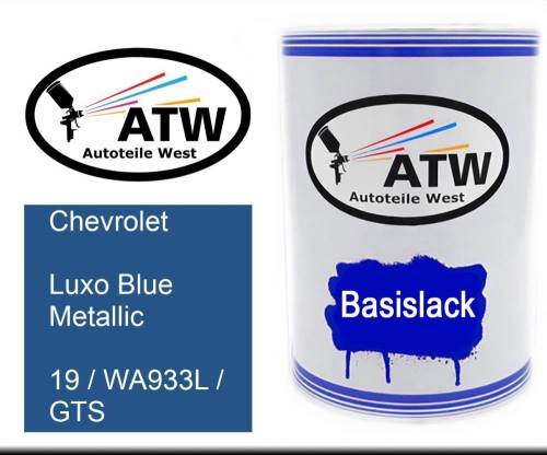 Chevrolet, Luxo Blue Metallic, 19 / WA933L / GTS: 500ml Lackdose, von ATW Autoteile West.